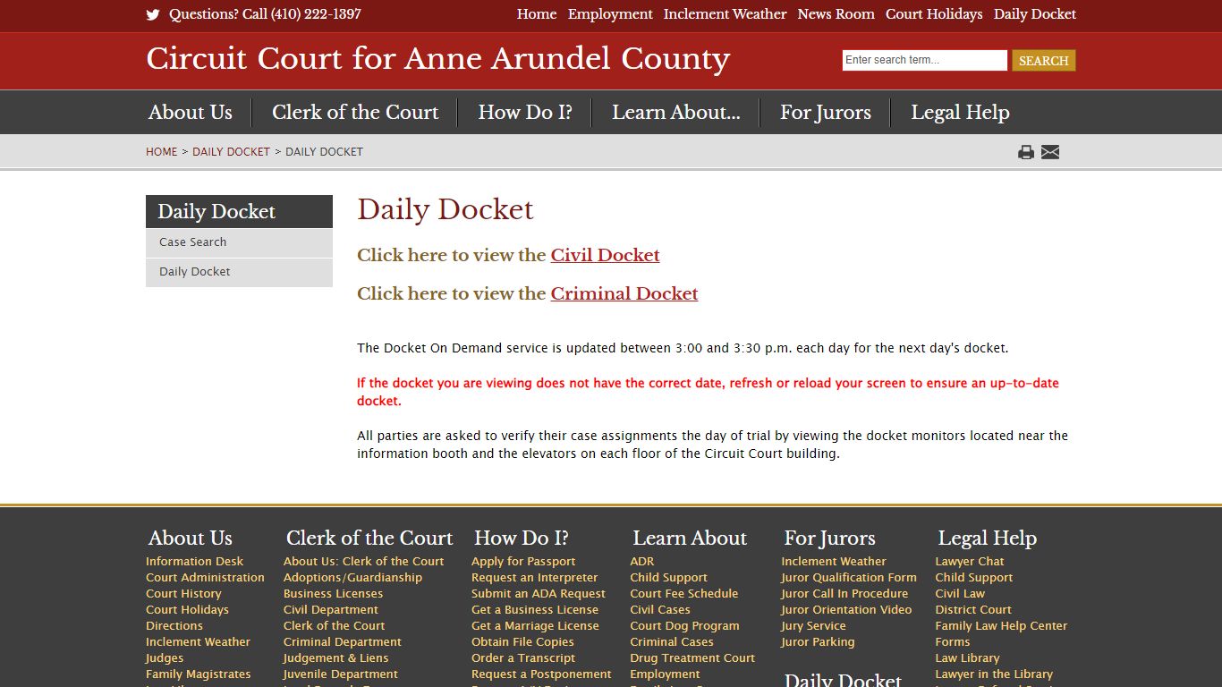 Daily Docket - Circuit Court